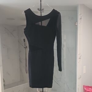 Beautfiul Black Above The Knee Dress By Ruby Rox Asymmetrical One-Shoulder